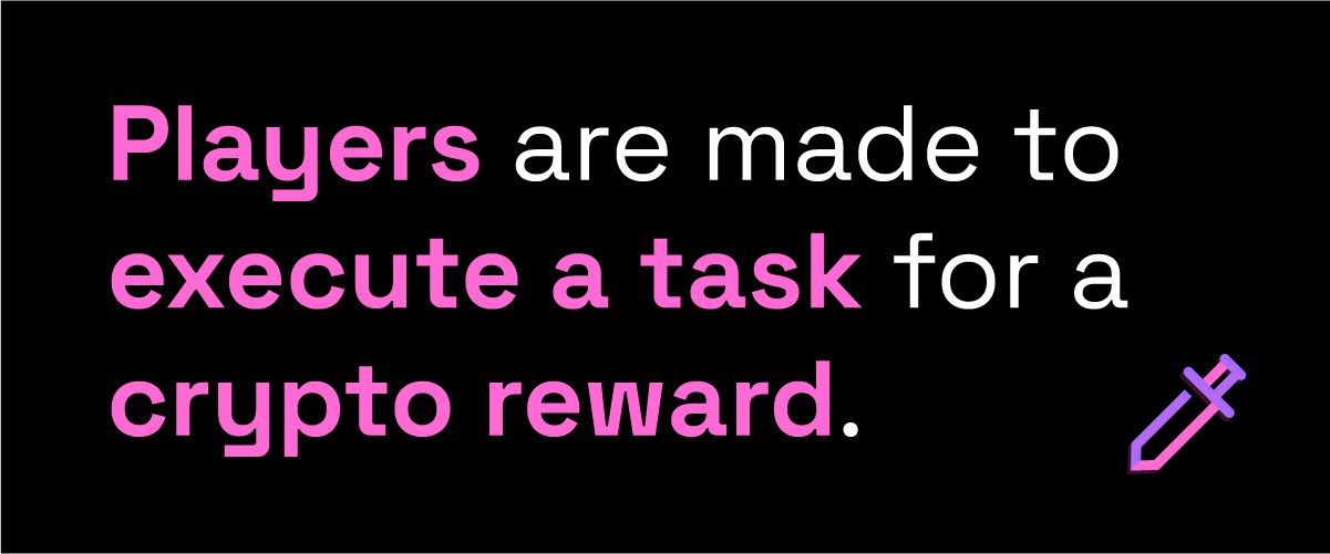 Players are made to execute a task for a crypto reward