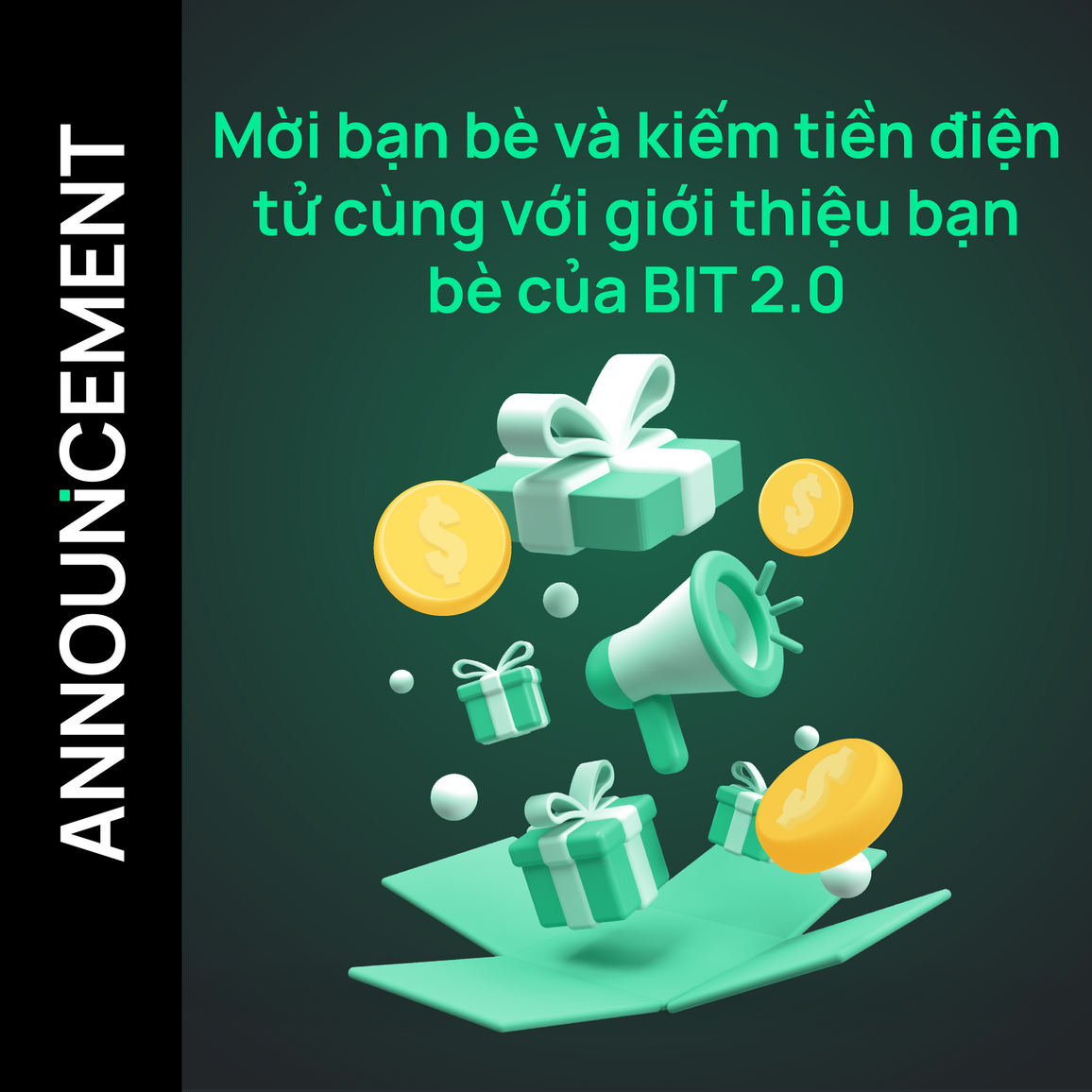Mời bạn bè và kiếm tiền điện tử cùng với giới thiệu bạn bè của BIT 2.0