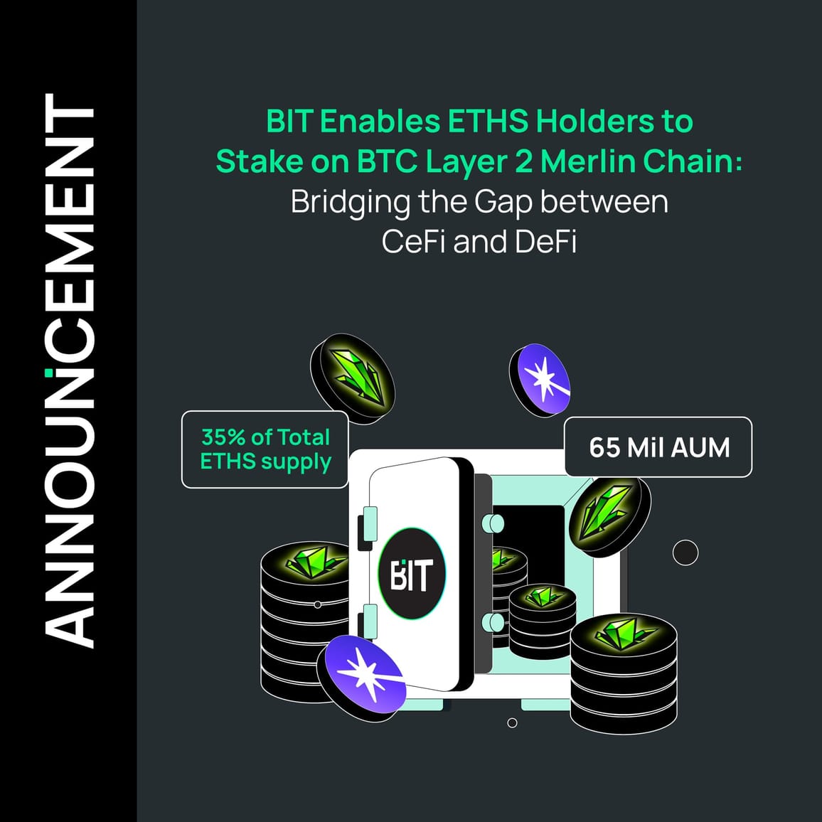 BIT Enables ETHS Holders to Stake on BTC Layer 2 Merlin Chain: Bridging the Gap between CeFi and DeFi